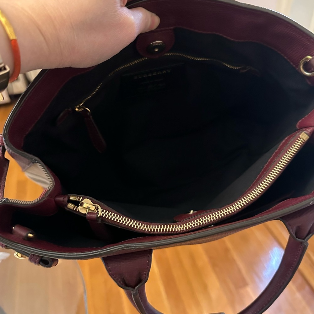 Burberry Deep Red Leather Tote - Picture 10 of 12